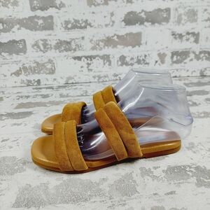 New Steve Madden Wizen Tan Suede Strap Slip-On Flat Sandals E576